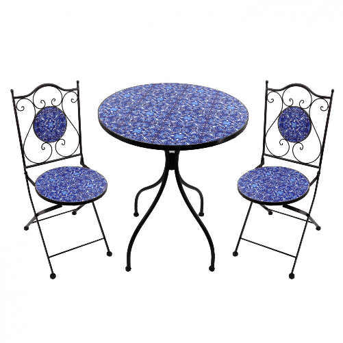 MILANI HOME AVEIRO - set due sedie pieghevoli e tavolo rotondo con decori