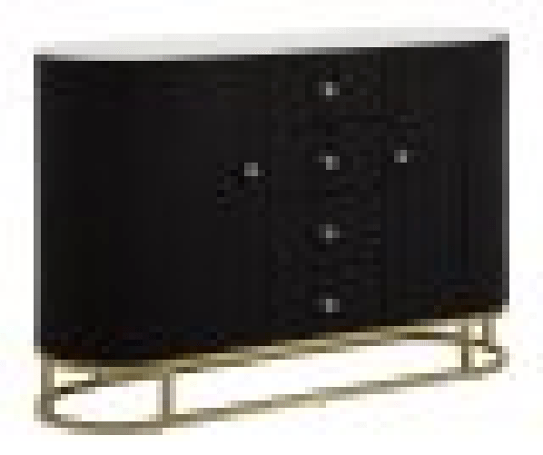 Charme1921  Consolle metallo dorato, tessuto nero e similmarmo, cassetti e ante 120x40x85cm Montpellier