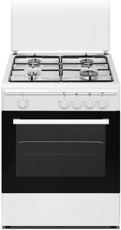 Nikkei sn664wge - cucina a gas 4 fuochi con forno a gas con grill elettrico 60x58 colore bianco