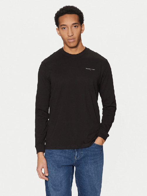 TOMMY JEANS MAGLIA MAGLIE UOMO TOMMY JEANS DM0DM21138 COTONE NERO ORIGINALE PE 2025
