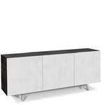 Credenza buffet moderna nera con tre ante bianco ossido.