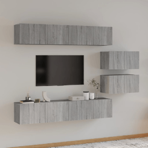 VidaXL Set di Mobili Porta TV 6 pz Grigio Sonoma in Legno Multistrato