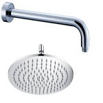 OGOMONDO Braccio doccia ottone cromato + soffione doccia tondo acciaio inox diam 250x4 mm spessore