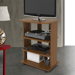 Pidema:Mobile porta Pc e stampante in legno di colore noce. Carrello mobiletto porta tv con ruote e mensole per camerette, dimensioni 81x60x45 cm.