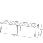 Pidema:Tavolo da giardino bianco in resina antiurto, tavoli bianchi da esterno per balconi e terrazzi. Dimensioni 313x98x74h cm