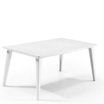 Pidema:Tavolo da giardino bianco in resina antiurto, tavoli bianchi da esterno per balconi e terrazzi. Dimensioni 157x98x74h cm