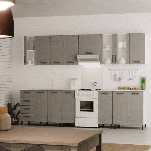 Sottolavello cucina componibile con ante 120 cm cemento - Mobili sottolavelli per cucine componibili a prezzi scontati