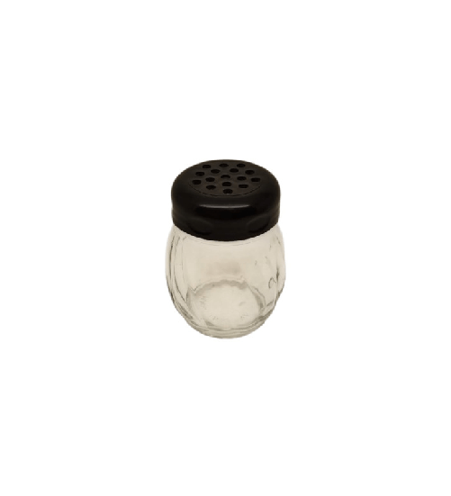 Tablecraft spargispezie in vetro con coperchio nero