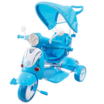 Vespa scooter blu per bambino con parasole e suoni.