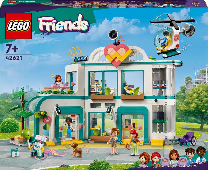 LEGO-Friends-42621-Ospedale-di-Heartlake-City-Giochi-Educativi-per-Bambini-di-7--con-Elicottero-Giocattolo-e-5-Mini-Bamboline