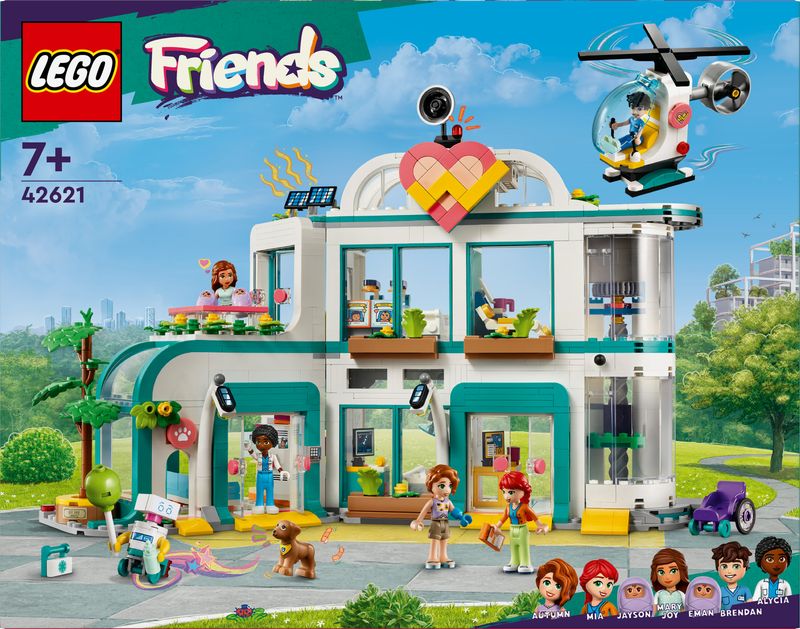 LEGO-Friends-42621-Ospedale-di-Heartlake-City-Giochi-Educativi-per-Bambini-di-7--con-Elicottero-Giocattolo-e-5-Mini-Bamboline