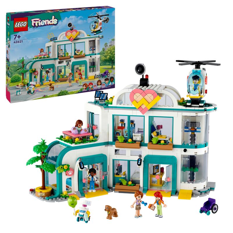 LEGO-Friends-42621-Ospedale-di-Heartlake-City-Giochi-Educativi-per-Bambini-di-7--con-Elicottero-Giocattolo-e-5-Mini-Bamboline