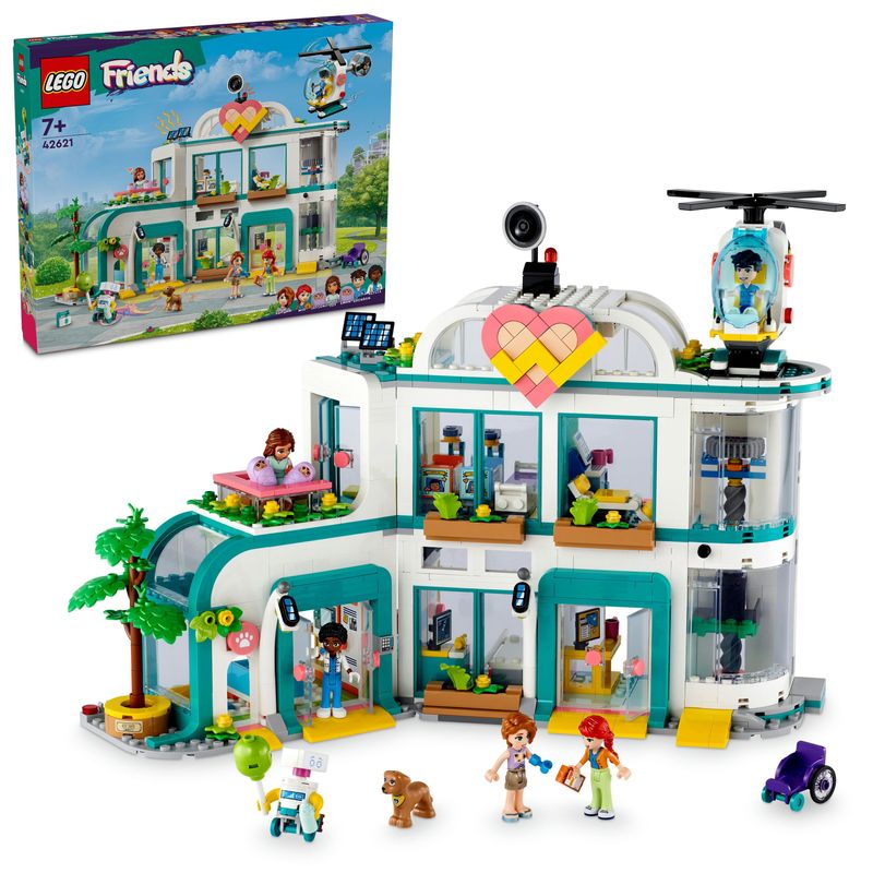 LEGO-Friends-42621-Ospedale-di-Heartlake-City-Giochi-Educativi-per-Bambini-di-7--con-Elicottero-Giocattolo-e-5-Mini-Bamboline