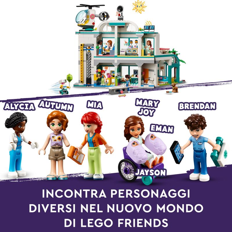 LEGO-Friends-42621-Ospedale-di-Heartlake-City-Giochi-Educativi-per-Bambini-di-7--con-Elicottero-Giocattolo-e-5-Mini-Bamboline