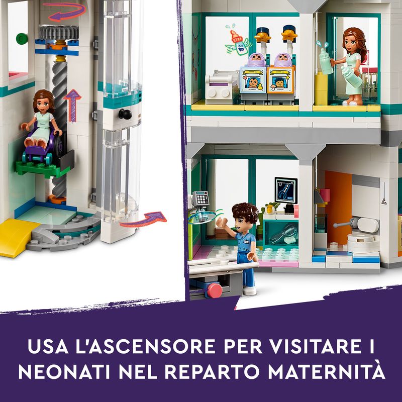 LEGO-Friends-42621-Ospedale-di-Heartlake-City-Giochi-Educativi-per-Bambini-di-7--con-Elicottero-Giocattolo-e-5-Mini-Bamboline