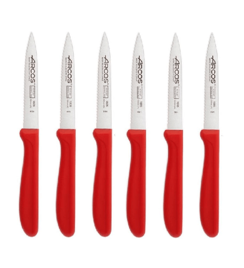 Arcos Genova, Set 6 spelucchino lama cm 10 dentata rosso qualità extra