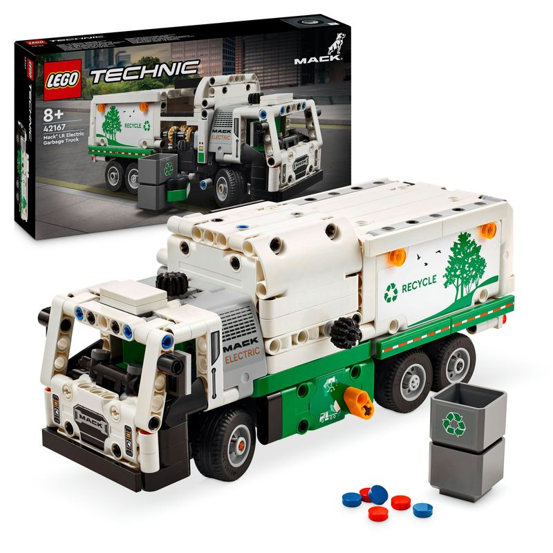 LEGO-Technic-42167-Camion-della-Spazzatura-Mack-LR-Electric-Veicolo-Giocattolo-Raccolta-Rifiuti-Gioco-per-Bambini-8--Anni