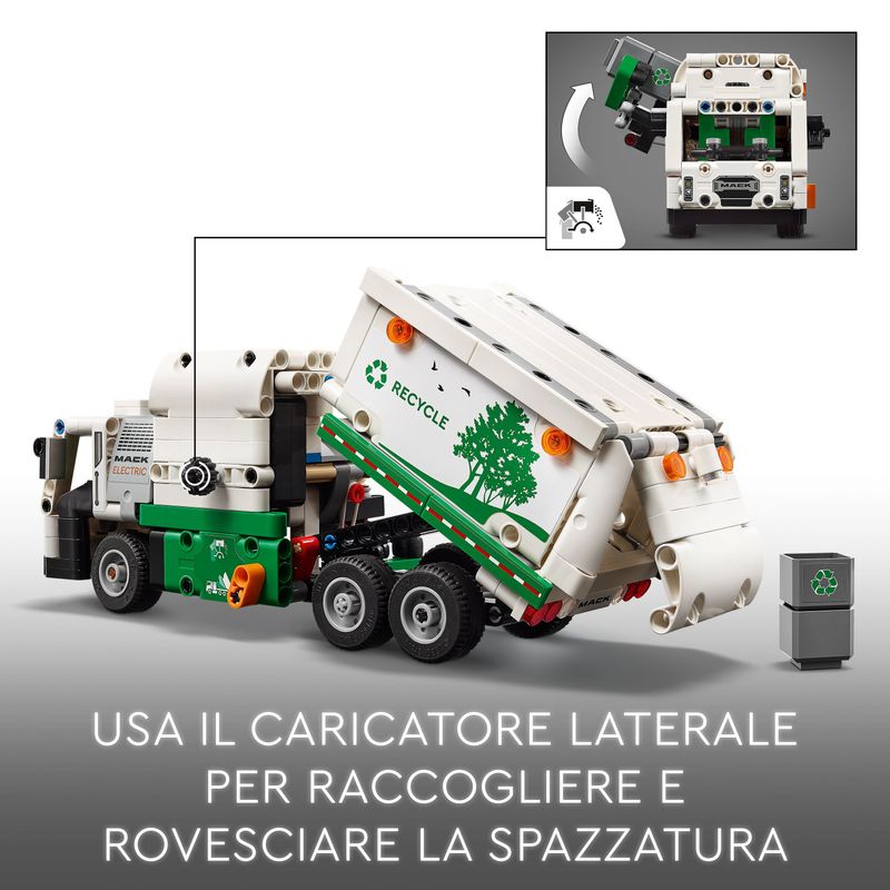 LEGO-Technic-42167-Camion-della-Spazzatura-Mack-LR-Electric-Veicolo-Giocattolo-Raccolta-Rifiuti-Gioco-per-Bambini-8--Anni