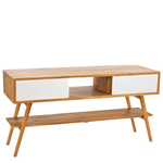 Pidema:Mobile bagno Feel Good 150 Cipì, mobili bagno consolle con gambe in legno di teak naturale e cassetti verniciati di colore bianco opaco.