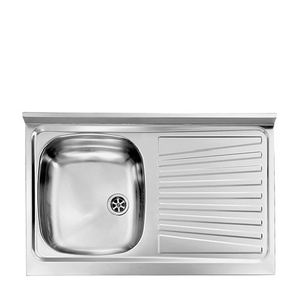 Pidema:Lavello acciaio inox 1 vasca con gocciolatoio per cucina componibile. Lavelli da appoggio per mobili sottolavello cucine, dimensioni 80x50 cm.