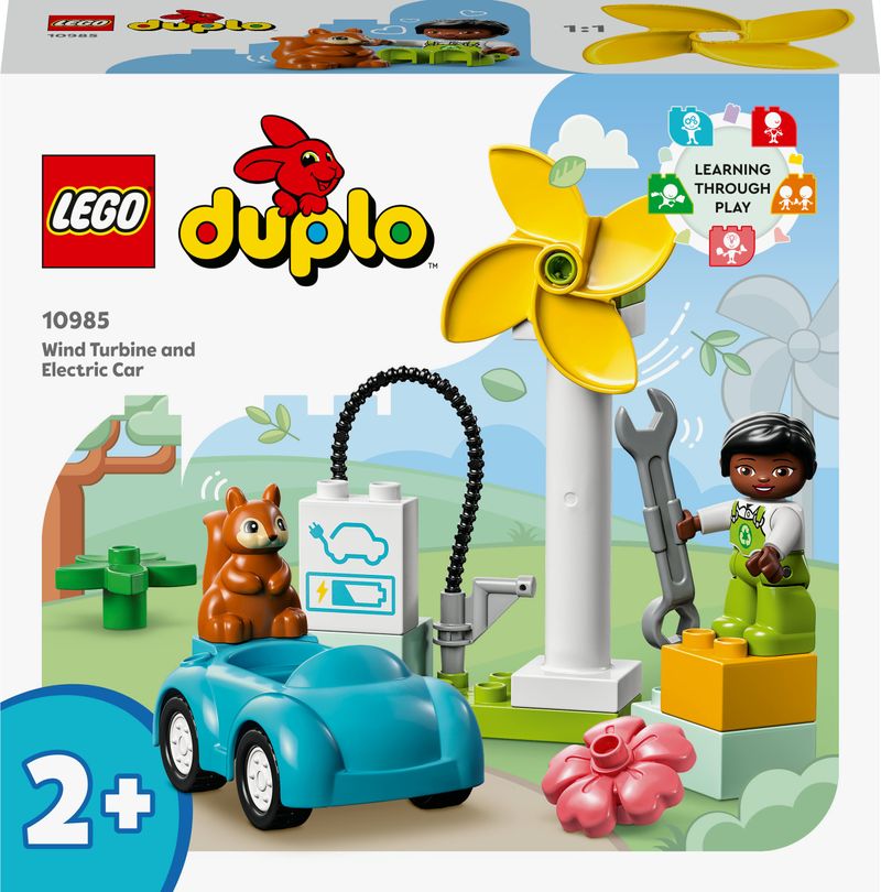 LEGO-DUPLO-Town-10985-Turbina-Eolica-e-Auto-Elettrica-Macchina-Giocattolo-Giochi-Educativi-per-Bambini-Set-Vita-Sostenibile