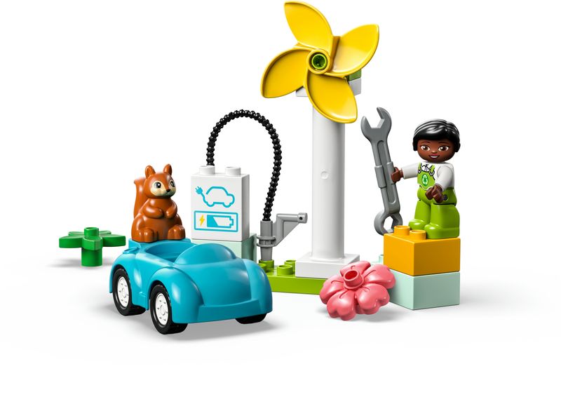 LEGO-DUPLO-Town-10985-Turbina-Eolica-e-Auto-Elettrica-Macchina-Giocattolo-Giochi-Educativi-per-Bambini-Set-Vita-Sostenibile