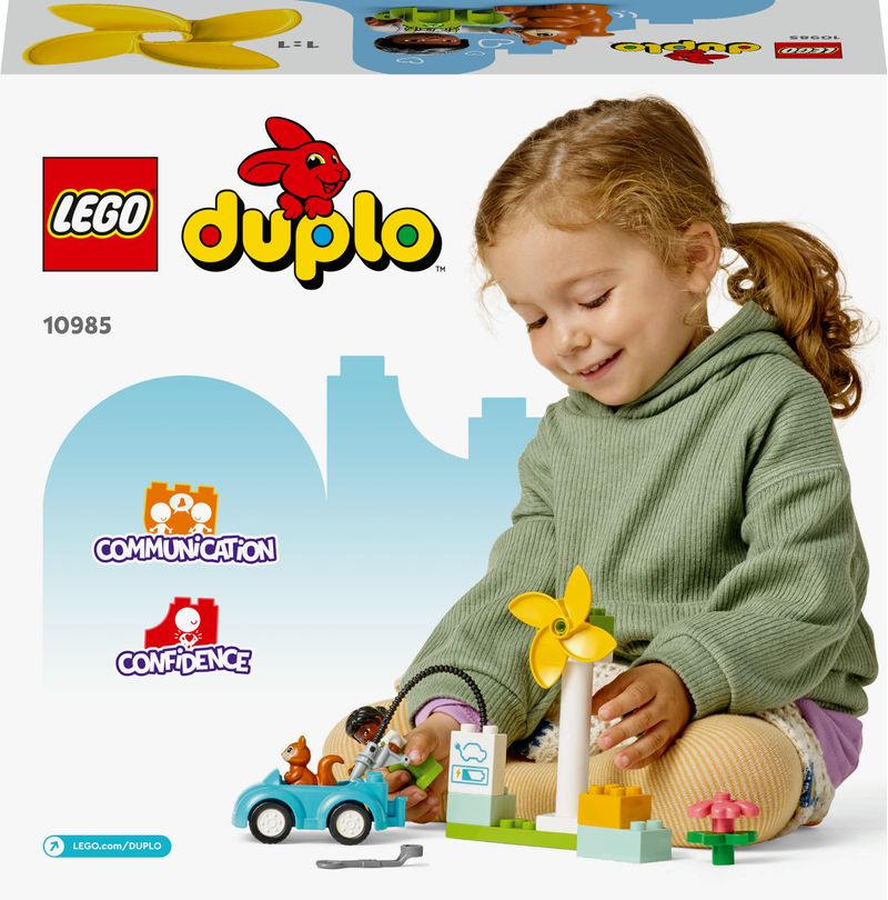 LEGO-DUPLO-Town-10985-Turbina-Eolica-e-Auto-Elettrica-Macchina-Giocattolo-Giochi-Educativi-per-Bambini-Set-Vita-Sostenibile