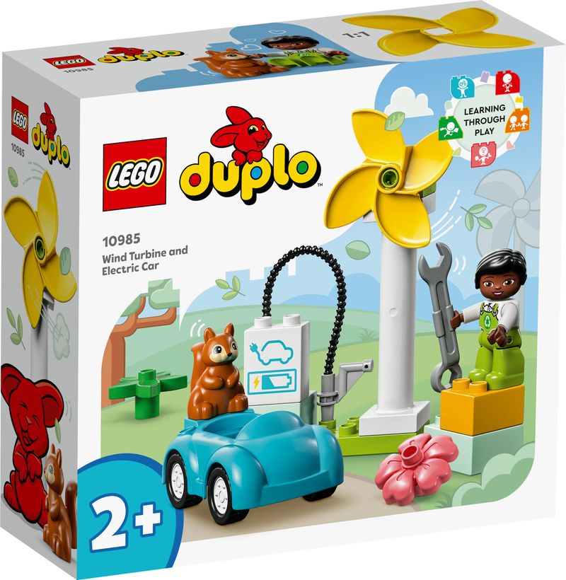 LEGO-DUPLO-Town-10985-Turbina-Eolica-e-Auto-Elettrica-Macchina-Giocattolo-Giochi-Educativi-per-Bambini-Set-Vita-Sostenibile