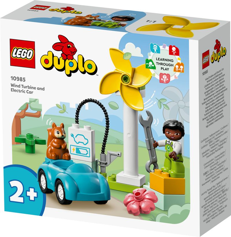 LEGO-DUPLO-Town-10985-Turbina-Eolica-e-Auto-Elettrica-Macchina-Giocattolo-Giochi-Educativi-per-Bambini-Set-Vita-Sostenibile