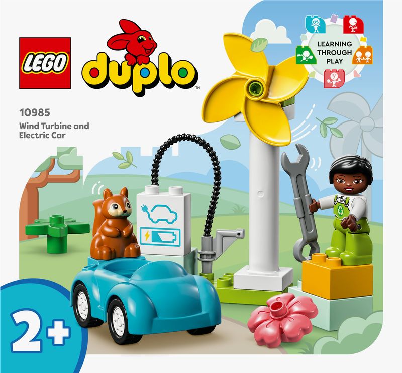 LEGO-DUPLO-Town-10985-Turbina-Eolica-e-Auto-Elettrica-Macchina-Giocattolo-Giochi-Educativi-per-Bambini-Set-Vita-Sostenibile