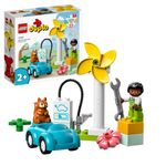 LEGO-DUPLO-Town-10985-Turbina-Eolica-e-Auto-Elettrica-Macchina-Giocattolo-Giochi-Educativi-per-Bambini-Set-Vita-Sostenibile