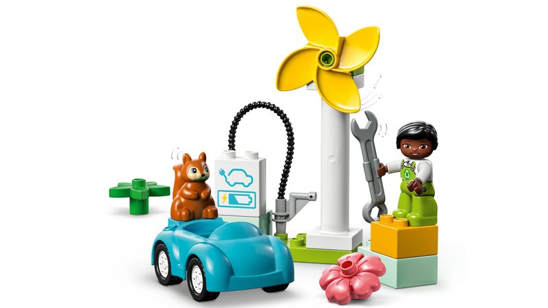 LEGO-DUPLO-Town-10985-Turbina-Eolica-e-Auto-Elettrica-Macchina-Giocattolo-Giochi-Educativi-per-Bambini-Set-Vita-Sostenibile