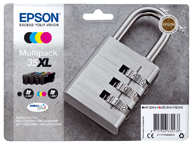 EPSON CONF. 4 CARTUCCE INK 1 COLORE PER SERIE 35XL LUCCHETTO