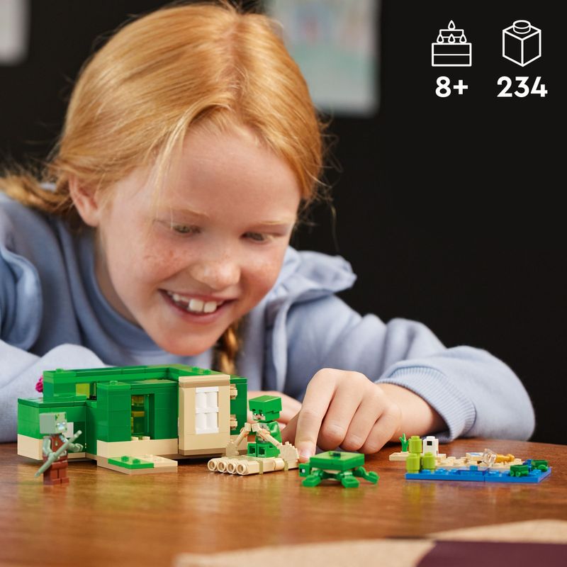 LEGO-Minecraft-21254-Beach-House-della-Tartaruga-Casa-Giocattolo-da-Costruire-per-Bambini-di-8--Anni-con-Personaggi-e-Animali