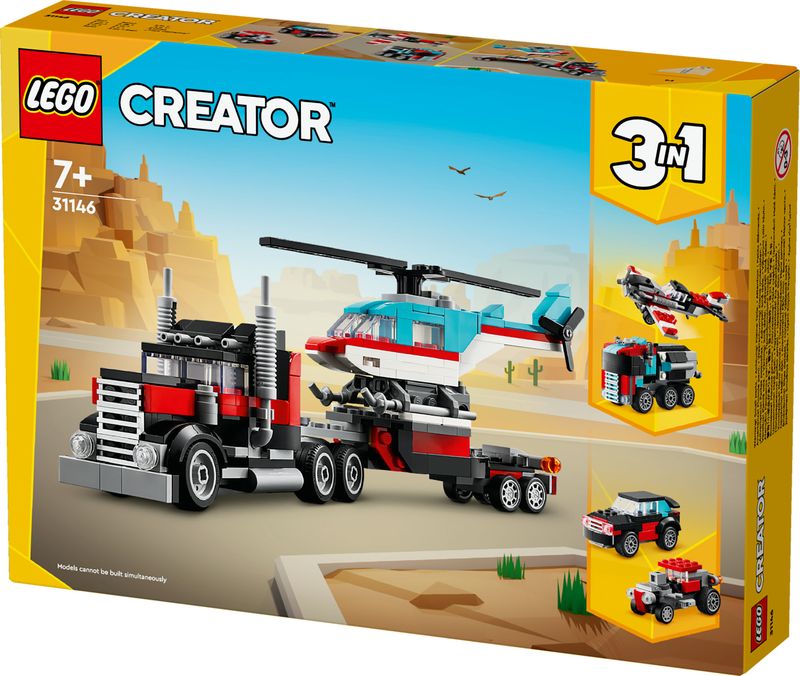 LEGO-Creator-31146-3in1-Autocarro-con-Elicottero-Giochi-per-Bambini-7--Anni-Ricostruibile-in-Aereo-e-Cisterna-o-Auto-e-SUV