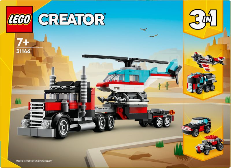 LEGO-Creator-31146-3in1-Autocarro-con-Elicottero-Giochi-per-Bambini-7--Anni-Ricostruibile-in-Aereo-e-Cisterna-o-Auto-e-SUV