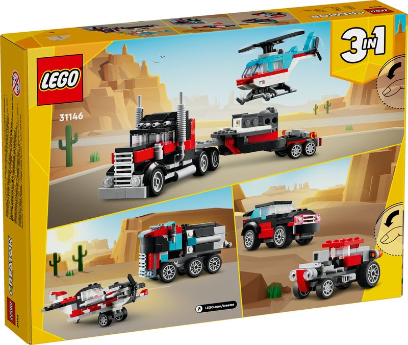 LEGO-Creator-31146-3in1-Autocarro-con-Elicottero-Giochi-per-Bambini-7--Anni-Ricostruibile-in-Aereo-e-Cisterna-o-Auto-e-SUV