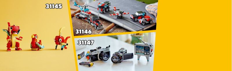 LEGO-Creator-31146-3in1-Autocarro-con-Elicottero-Giochi-per-Bambini-7--Anni-Ricostruibile-in-Aereo-e-Cisterna-o-Auto-e-SUV