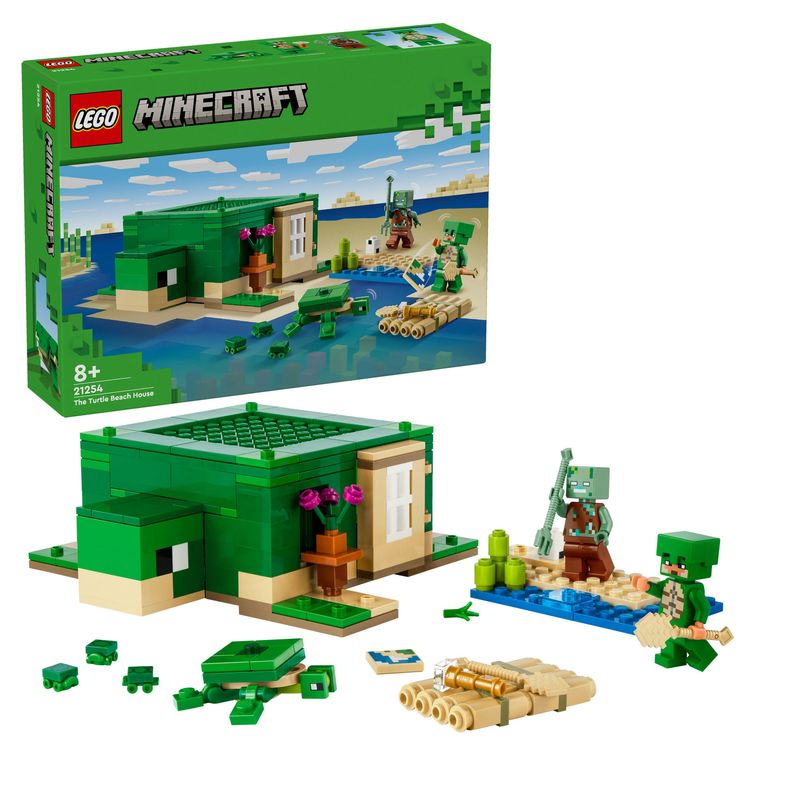 LEGO-Minecraft-21254-Beach-House-della-Tartaruga-Casa-Giocattolo-da-Costruire-per-Bambini-di-8--Anni-con-Personaggi-e-Animali