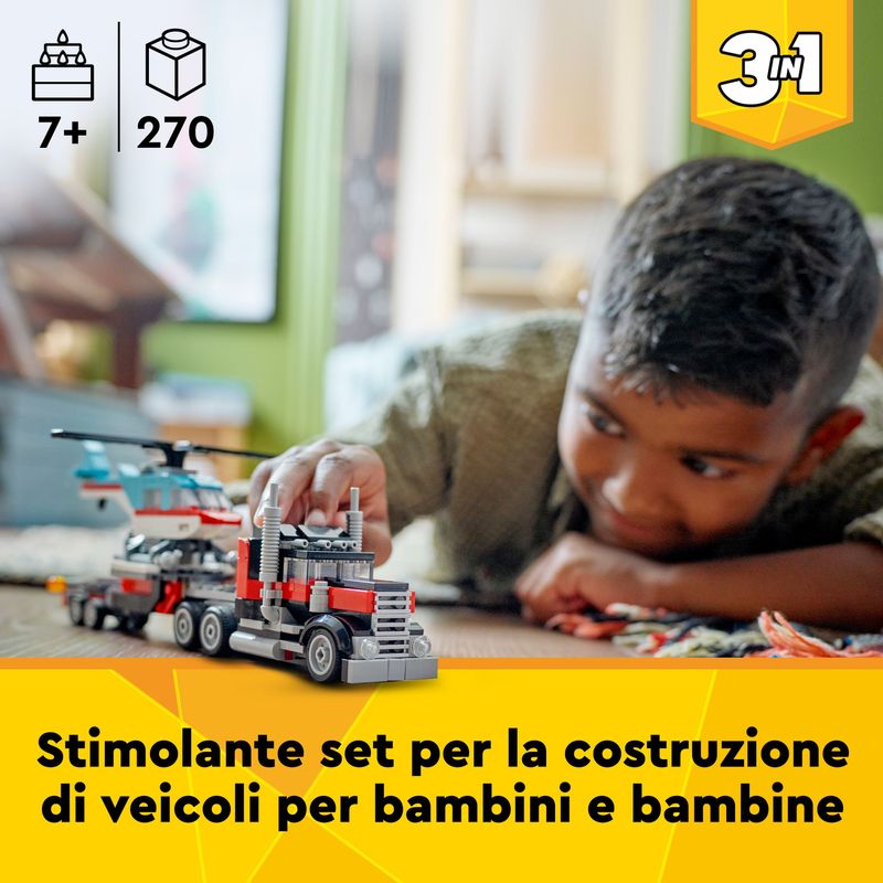 LEGO-Creator-31146-3in1-Autocarro-con-Elicottero-Giochi-per-Bambini-7--Anni-Ricostruibile-in-Aereo-e-Cisterna-o-Auto-e-SUV