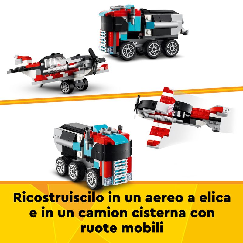 LEGO-Creator-31146-3in1-Autocarro-con-Elicottero-Giochi-per-Bambini-7--Anni-Ricostruibile-in-Aereo-e-Cisterna-o-Auto-e-SUV