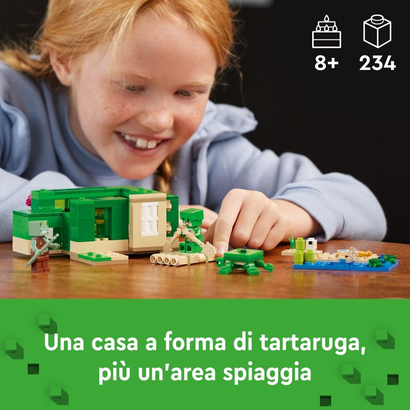 LEGO-Minecraft-21254-Beach-House-della-Tartaruga-Casa-Giocattolo-da-Costruire-per-Bambini-di-8--Anni-con-Personaggi-e-Animali