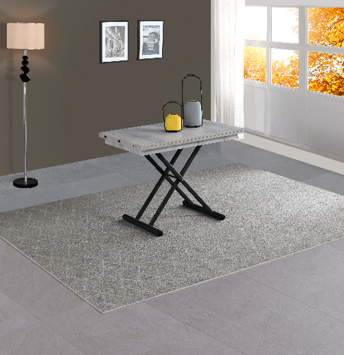 VOLERO--Tavolo-Trasformabile-Salvaspazio-Ulisse-Large--Sistema-Saliscendi-con-Regolazione-Millimetrica-dell--Altezza.--Grigio-Chiaro-Venato-