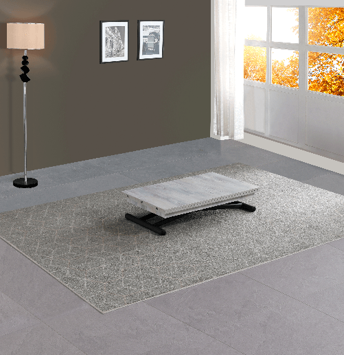 VOLERO--Tavolo-Trasformabile-Salvaspazio-Ulisse-Large--Sistema-Saliscendi-con-Regolazione-Millimetrica-dell--Altezza.--Grigio-Chiaro-Venato-