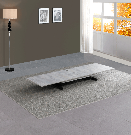 VOLERO--Tavolo-Trasformabile-Salvaspazio-Ulisse-Large--Sistema-Saliscendi-con-Regolazione-Millimetrica-dell--Altezza.--Grigio-Chiaro-Venato-
