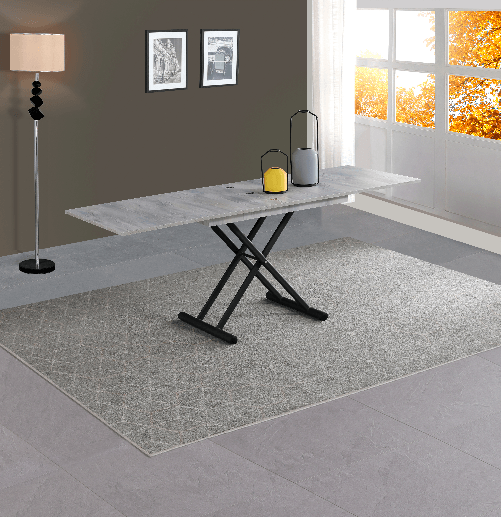 VOLERO--Tavolo-Trasformabile-Salvaspazio-Ulisse-Large--Sistema-Saliscendi-con-Regolazione-Millimetrica-dell--Altezza.--Grigio-Chiaro-Venato-