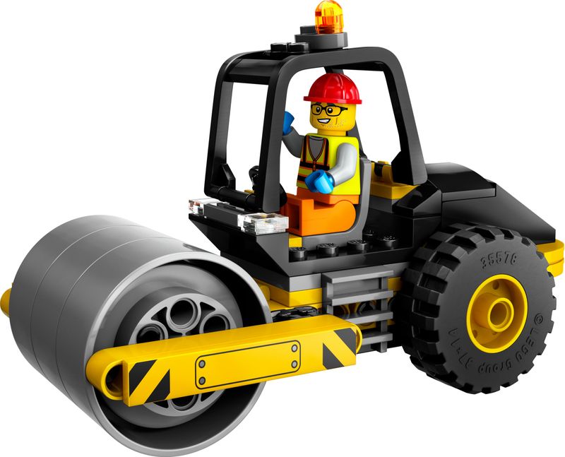 LEGO-City-60401-Rullo-Compressore-Set-di-Costruzioni-Giocattolo-per-Bambini-di-5--Anni-Veicolo-da-Cantiere-con-Operaio-Edile