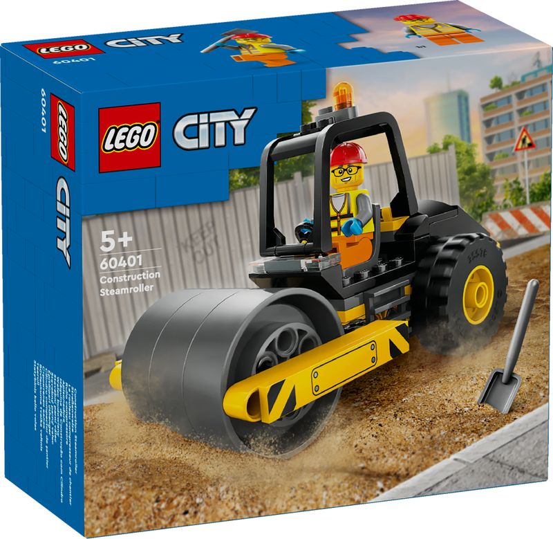 LEGO-City-60401-Rullo-Compressore-Set-di-Costruzioni-Giocattolo-per-Bambini-di-5--Anni-Veicolo-da-Cantiere-con-Operaio-Edile