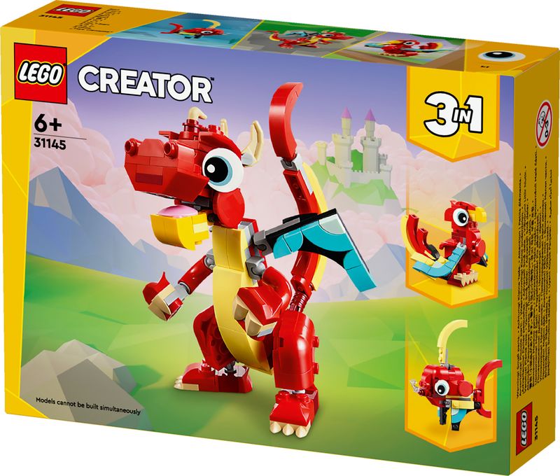 LEGO-Creator-31145-3in1-Drago-Rosso-Giochi-per-Bambini-di-6--Anni-Action-Figure-Ricostruibile-in-Pesce-e-Fenice-Giocattolo