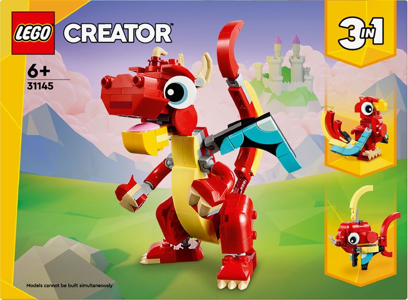 LEGO-Creator-31145-3in1-Drago-Rosso-Giochi-per-Bambini-di-6--Anni-Action-Figure-Ricostruibile-in-Pesce-e-Fenice-Giocattolo